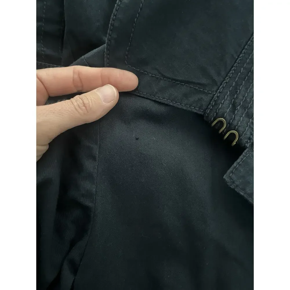 J.Crew Womens 0 Trench Jacket Navy Button Front Cotton Blend Utility Coat